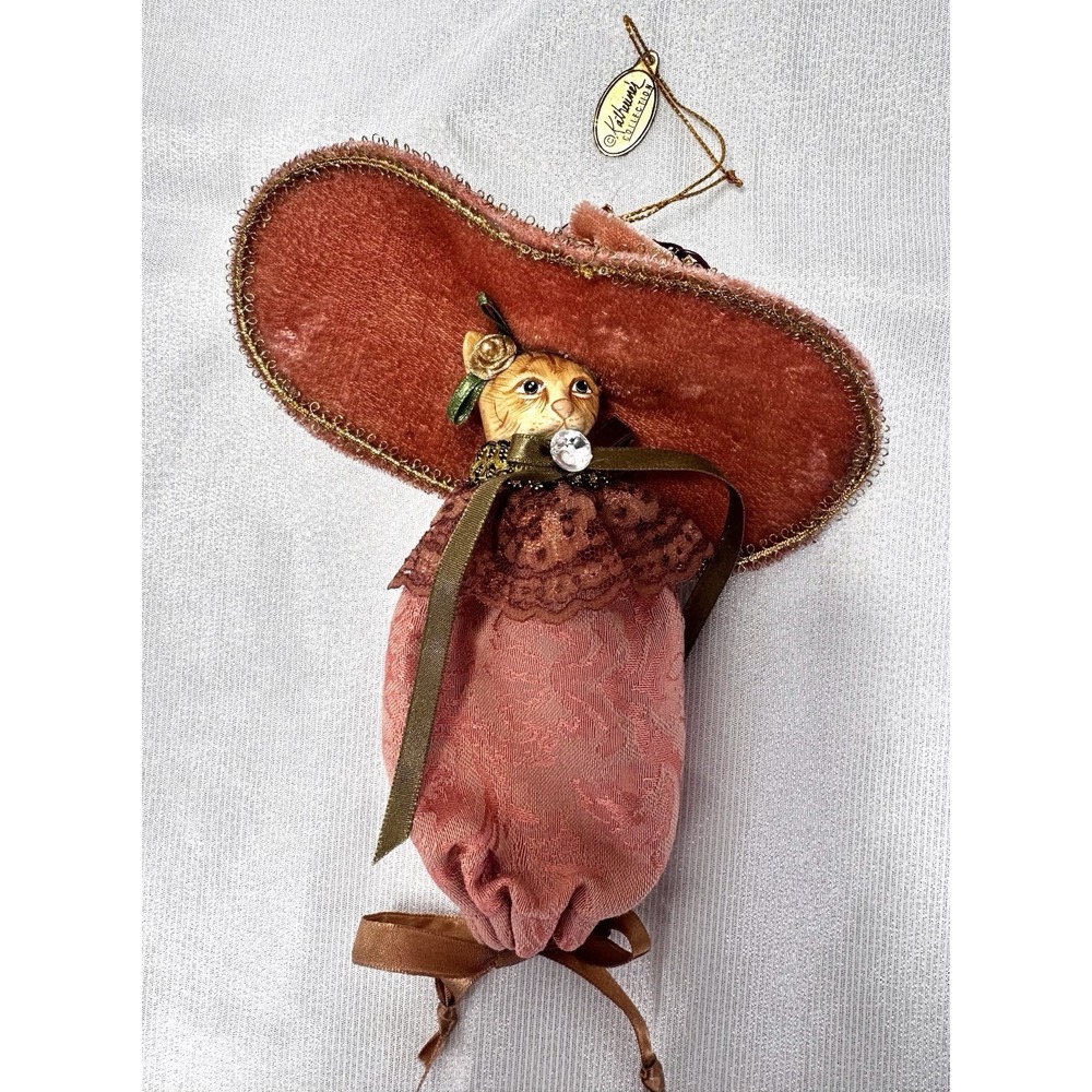 Katherine's Collection Retired Victorian Kitten Cat Large Hat Sash Bag Ornament